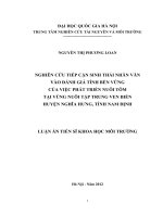 Nghiên cứu tiếp cận sinh thái nhân văn vào đánh giá tính bền vững của việc phát triển nuôi tôm tại vùng nuôi tập trung ven biển huyện Nghĩa Hưng, tỉnh Nam Định