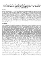 DỰ BÁO PHÁ SẢN VÀ KIỆT QUỆ TÀI CHÍNH CỦA CÁC CÔNG TY NIÊM YẾT – SỬ DỤNG SỐ LIỆU KẾ TOÁN, THỊ TRƯỜNG VÀ CÁC BIẾN VĨ MÔ