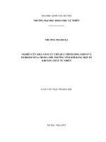 Nghiên cứu khả năng ức chế quá trình sinh Amoni và Hydrosunfua trong môi trường yếm khí bằng một số khoáng chất tự nhiên