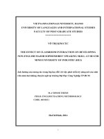 THE EFFECT OF CLASSROOM INTERACTION ON DEVELOPING NON-ENGLISH MAJOR SOPHOMORES’ SPEAKING SKILL AT HO CHI MINH =Ảnh hưởng của tương tác trong lớp học đối với việc phát triển kỹ năng nói của sinh viên năm hai