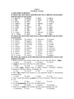 BÀI TẬP VÀ ĐÁP ÁN MÔN ANH LỚP 10 UNIT 1