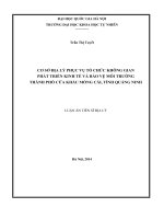 Cơ sở địa lý phục vụ tổ chức không gian phát triển kinh tế và bảo vệ môi trường thành phố cửa khẩu Móng Cái, tỉnh Quảng Ninh