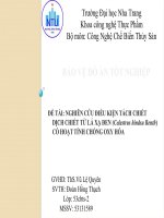 Nghiên cứu điều kiện tách chiết dịch chiết từ lá Xạ đen (Celastrus hindsu Benth) có hoạt tính chống oxi hóa