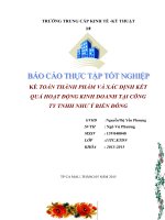 KẾ TOÁN THÀNH PHẨM và xác ĐỊNH kết QUẢ HOẠT ĐỘNG KINH DOANH tại CÔNG TY TNHH NHƯ ý BIỂN ĐÔNG