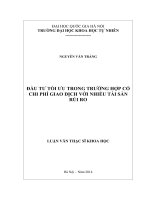 Đầu tư tối ưu trong trường hợp có chi phí giao dịch với nhiều tài sản rủi ro