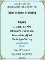 bài giảng vai trò của điện năng trong sản xuất và đời sống