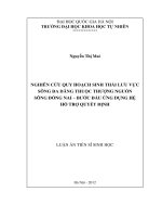 Nghiên cứu quy hoạch sinh thái lưu vực sông Đa Dâng thuộc thượng nguồn sông Đồng Nai - bước đầu ứng dụng hệ hỗ trợ quyết định