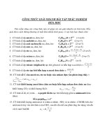 Công thức giải nhanh bài tập trắc nghiệm hóa học