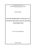 Ứng dụng mô hình Mike 11 trong quản lý nước sông Nhuệ, đoạn chảy qua địa phận thành phố Hà Nội