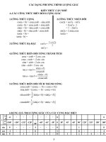 CÁC DẠNG PHƯƠNG TRÌNH LƯỢNG GIÁC