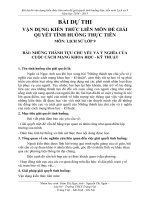 Bài dự thi vận dụng kiến thức liên môn để giải quyết tình huống thực tiễn môn lịch sử 9 năm học 2014  - 2015 Những thành tựu chủ yếu của cuộc cách mạng khoa học kỹ thuật