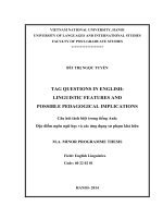 TAG QUESTIONS IN ENGLISH: LINGUISTIC FEATURES AND POSSIBLE PEDAGOGICAL IMPLICATIONS