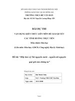 vận dụng kiến thức liên môn giải quyết tình huống thực tiễn hãy bảo vệ tài nguyên nước   nguồn tài nguyên quý giá của chúng ta