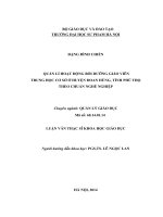 QUẢN LÍ HOẠT ĐỘNG BỒI DƯỠNG GIÁO VIÊN  TRUNG HỌC CƠ SỞ Ở HUYỆN ĐOAN HÙNG, TỈNH PHÚ THỌ THEO CHUẨN NGHỀ NGHIỆP