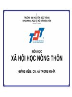 Bài giảng xã hội học nông thôn   GV  hà trọng nghĩa