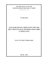 GIẢI SỐ HỆ PHƯƠNG TRÌNH NƯỚC NÔNG PHI THỦY TĨNH ỨNG DỤNG MÔ PHỎNG SÓNG TRIỀU VÀ DÒNG CHẢY