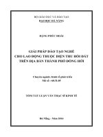 Giải pháp đào tạo nghề cho lao động thuộc diện thu hồi đất trên địa bàn Thành phố Đồng Hới