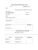 ĐỀ THI HSNK MÔN TIÊNG ANH 7