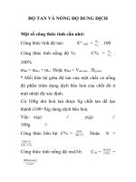 ĐỘ TAN VÀ NỒNG ĐỘ DUNG DỊCH