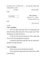 ĐỀ THI HỌC SINH GIỎI THÀNH PHỐ MÔN SINH 9