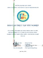 Báo cáo thực tập tốt nghiệp  Phân tích hiệu quả hoạt động cho vay đối với doanh nghiệp vừa và nhỏ tại Ngân hàng Nông nghiệp và Phát triển Nông thôn  Chi nhánh An Khê Gia Lai