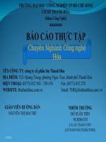 BÁO CÁO THỰC TẬP CHUYÊN NGÀNH HÓA TẠI công ty cổ phần bia Thanh Hóa