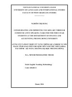 CONSOLIDATING AND IMPROVING VOCABULARY THROUGH COMMUNICATIVE SPEAKING TASKS FOR THE FIRST-YEAR STUDENTS AT THE DEPARTMENT OF FINANCE AND ACCOUNTING, PHUONG DONG UNIVERSITY