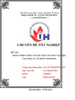 CHUYÊN ĐỀ TỐT NGHIỆP HOÀN THIỆN CÔNG TÁC KẾ TOÁN NGUYÊN VẬT LIỆU TẠI CÔNG TY CỔ PHẦN VĨNH HÒA