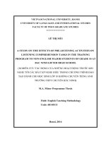 A STUDY ON THE EFFECTS OF PRE-LISTENING ACTIVITIES ON LISTENING COMPREHENSION TASKS IN THE TRAINING PROGRAM TO NON-ENGLISH MAJOR STUDENTS OF GRADE 10 AT BAC NINH GIFTED HIGH SCHOOL
