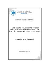 ẢNH HƯỞNG CỦA HÌNH ẢNH TỔ CHỨC ĐẾN Ý ĐỊNH THEO ĐUỔI CÔNG VIỆC CỦA ỨNG VIÊN TRONG QUÁ TRÌNH TUYỂN DỤNG