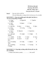 Đề thi học sinh giỏi MÔN ANH 7 NĂM HỌC 2014-2015