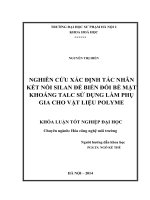 Nghiên cứu xác định tác nhân kết nối silan để biến đổi bề mặt khoáng talc sử dụng làm phụ gia cho vật liệu polyme