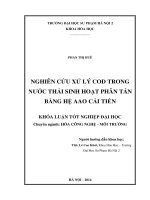 Nghiên cứu xử lý COD trong nước thải sinh hoạt phân tán bằng hệ AAO cải tiến