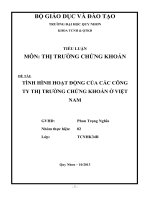 TÌNH HÌNH HOẠT ĐỘNG của các CÔNG TY THỊ TRƯỜNG CHỨNG KHOÁN ở VIỆT NAM