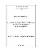 Phát triển hoạt động thông tin tín dụng tại Trung tâm tín dụng Quốc gia Việt Nam