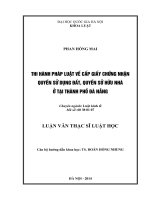 Thi hành pháp luật về cấp giấy chứng nhận quyền sử dụng đất, quyền sở hữu nhà ở tại thành phố Đà Nẵng