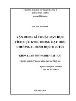 Vận dụng kĩ thuật dạy học tích cực KWL trong dạy học chương i, sinh học 11