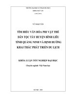 Tìm hiểu văn hoá phi vật thể dân tộc tày huyện bình liêu tỉnh quảng ninh và định hướng khai thác phát triển du lịch