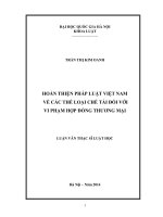 Hoàn thiện pháp luật Việt Nam về các thể loại chế tài đối với vi phạm hợp đồng thương mại
