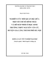 Nghiên cứu mối quan hệ giữa một số chỉ số hình thái và hô hấp phổi ở học sinh trường THPT nguyễn văn cừ, huyện gia lâm, thành phố hà nội