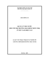 Quản lý nhà nước đối với thị trường bảo hiểm nhân thọ ở Việt Nam hiện nay