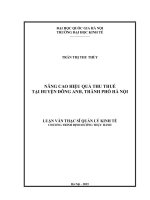 Nâng cao hiệu quả thu thuế tại huyện Đông Anh, thành phố Hà Nội  Luận văn ThS. Kinh doanh và quản lý