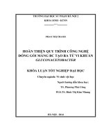 Hoàn thiện quy trình công nghệ đóng gói màng BC tạo ra từ vi khuẩn glouconacetobacter