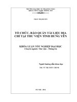 Tổ chức, quản lí tài liệu địa chí tại thư viện tỉnh hưng yên