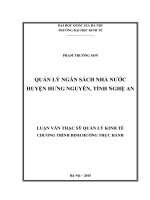 Quản lý ngân sách nhà nước Huyện Hưng Nguyên, Tỉnh Nghệ An