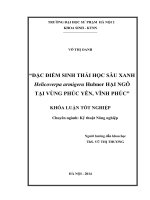 Đặc điểm sinh thái học sâu xanh helicoverpa armigera hubner hại ngô tại vùng phúc yên, vĩnh phúc