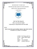 BẢO VỆ QUYỀN LỢI CỔ ĐÔNG TRONG VIỆC PHÁT HÀNH CỔ PHẦN CỦA CÔNG TY CỔ PHẦN