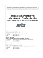 BẢN CÔNG bố THÔNG TIN  bán đấu GIÁ cổ PHẦN lần đầu CÔNG TY TNHH MTV vật tư, vận tải và xếp dỡ – VINACOMIN