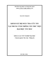 Khảo sát bộ máy tra cứu tin tại trung tâm thông tin thư viện đại học tây bắc