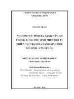 Nghiên cứu tính đa dạng cây gỗ trong rừng thứ sinh phục hồi tự nhiên tại trạm đa dạng sinh học mê linh   vĩnh phúc